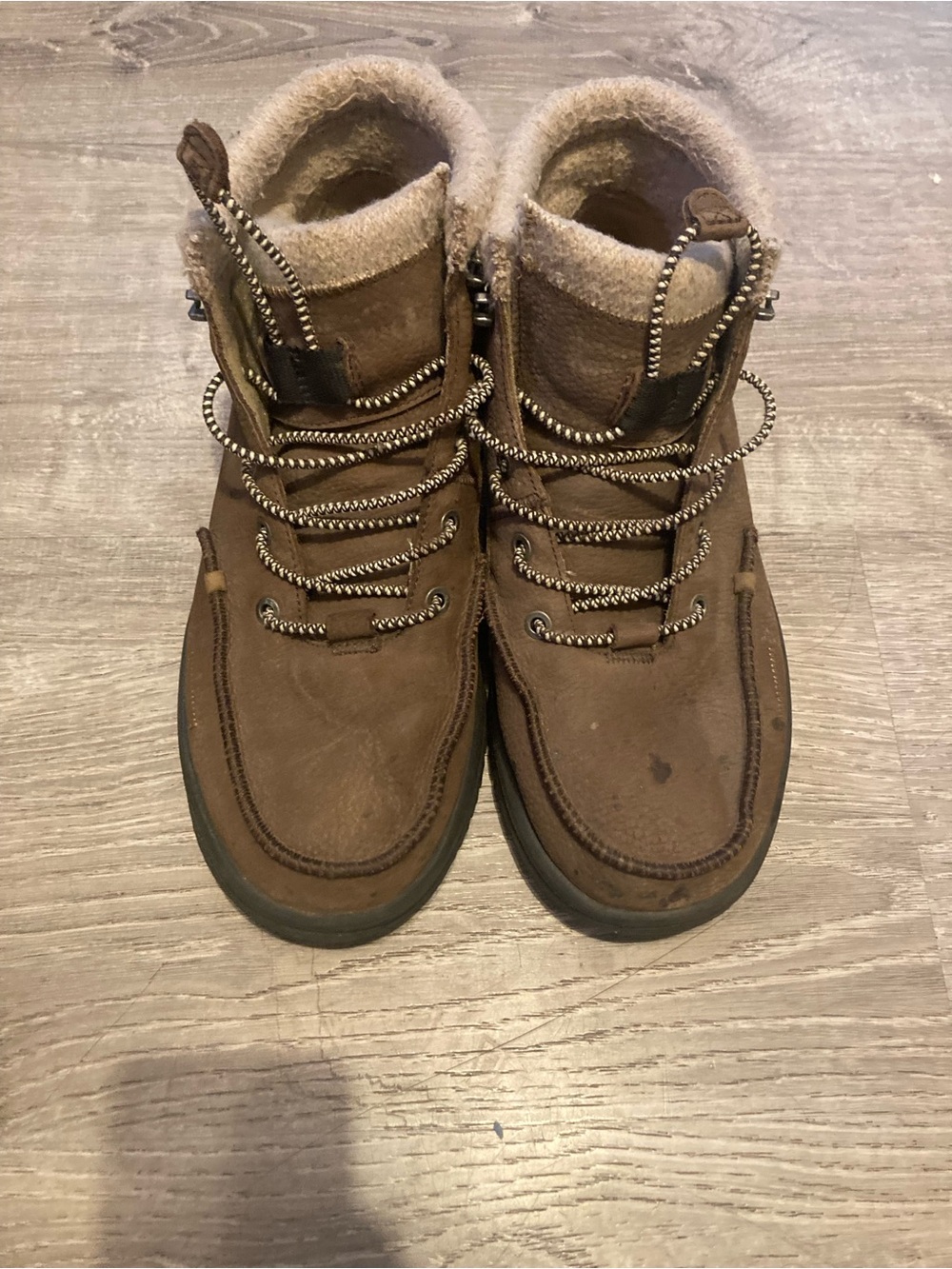 Hey Dude Men's Brown Leather Winter Lace-Up Boots Size M9